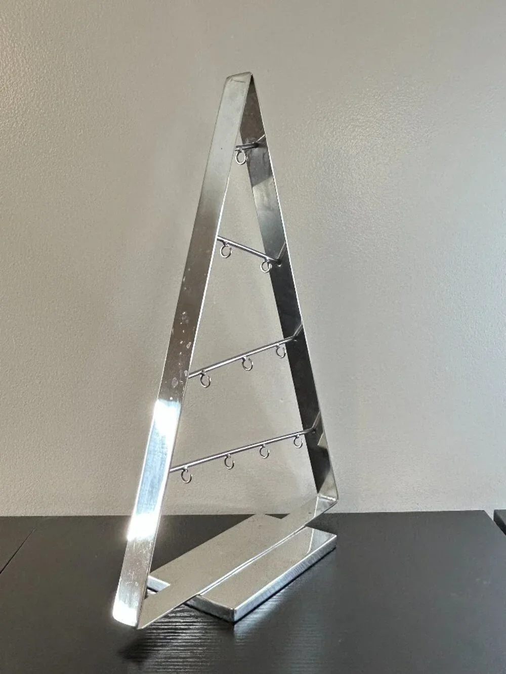 Crate & Barrel Silver Metal Christmas Ornament Display Tree 16 Inches